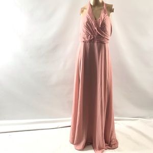 Unithorse Pleated Floor-Length Dress Dusty Pink Size S Chiffon Bridesmaid Gown